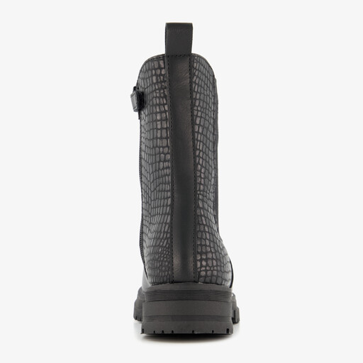 Meisjes Chelsea boots met croco details zwart