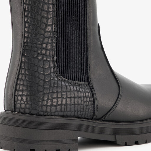 Meisjes Chelsea boots met croco details zwart