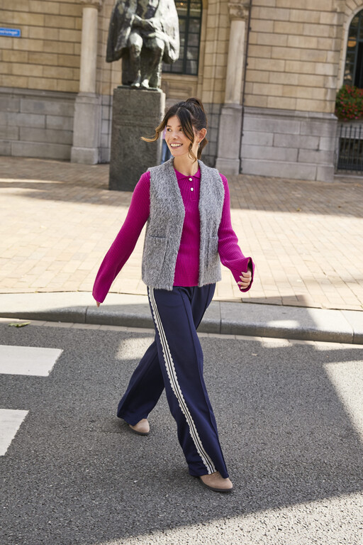 Dames broek met kanten biezen blauw