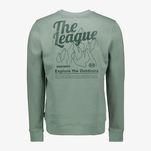 Heren sweater met backprint groen