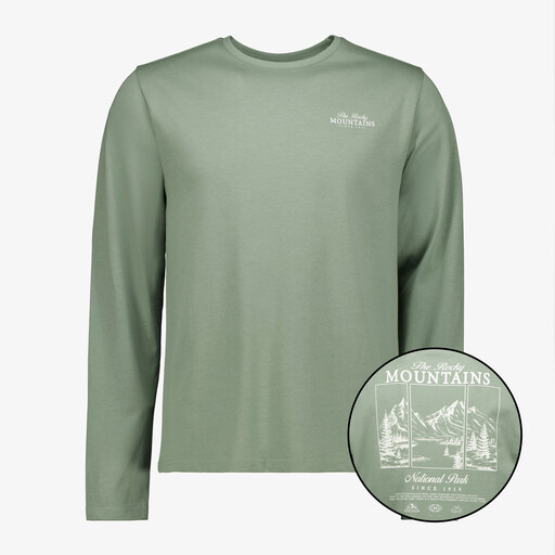 Heren longsleeve shirt met backprint groen