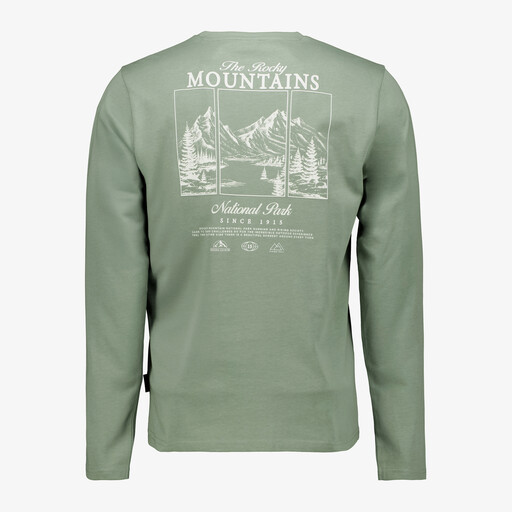 Heren longsleeve shirt met backprint groen