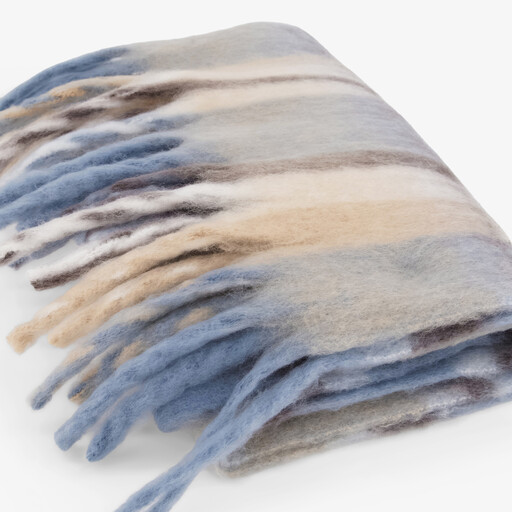 Geruit dames sjaal blauw beige
