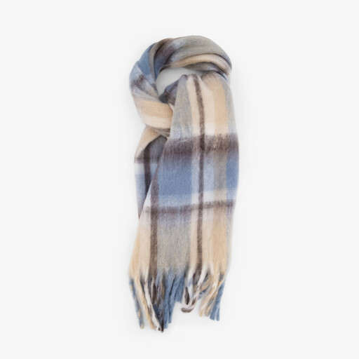 Geruit dames sjaal blauw beige