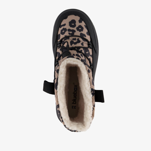 Gevoerde meisjes boots met panterprint bruin zwart