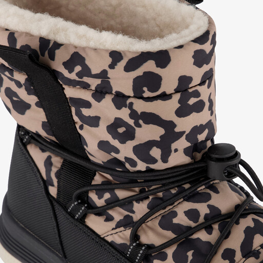 Gevoerde meisjes boots met panterprint bruin zwart
