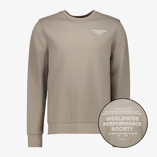 Heren sweater met backprint beige