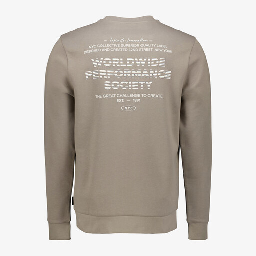 Heren sweater met backprint beige