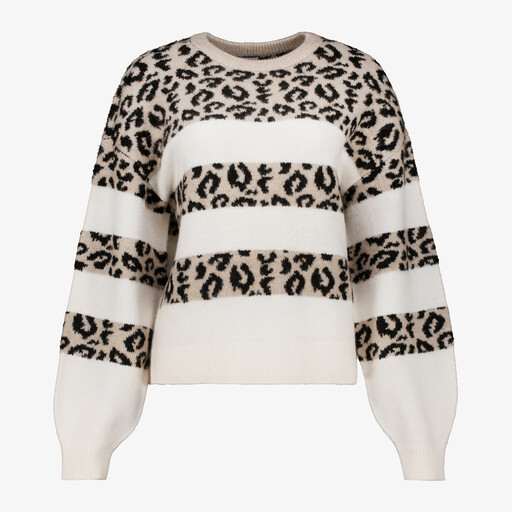 Dames trui met panterprint wit beige
