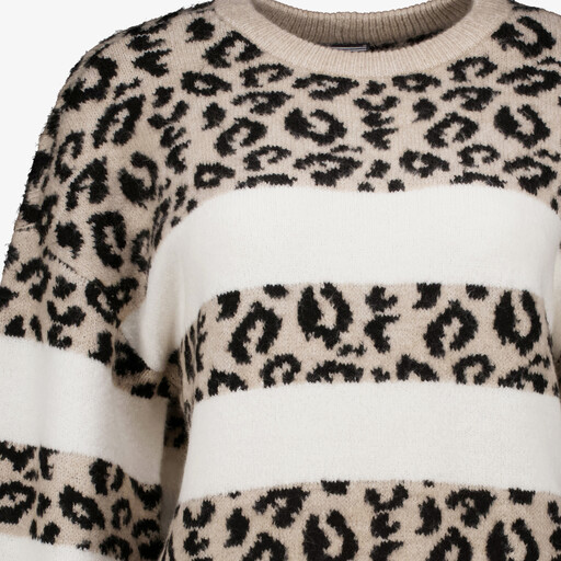 Dames trui met panterprint wit beige