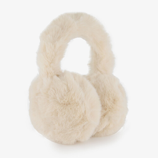 Fluffy dames oorwarmers beige