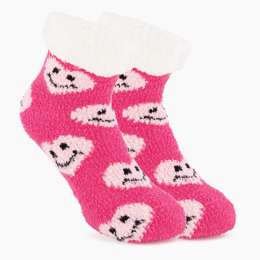 1 paar gevoerde meisjes huissokken met antislip roze