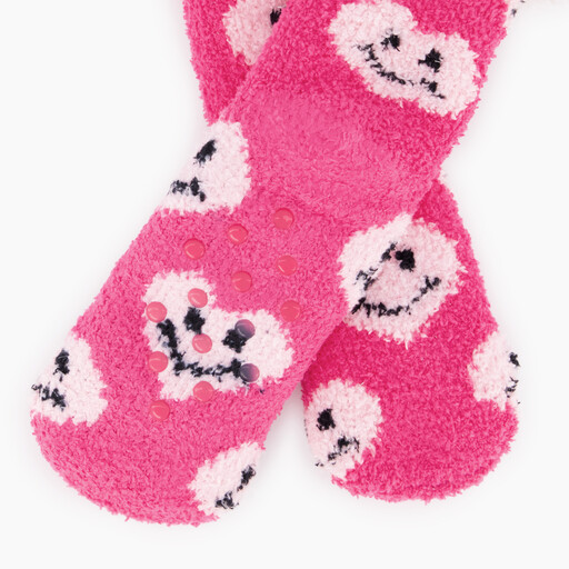 1 paar gevoerde meisjes huissokken met antislip roze
