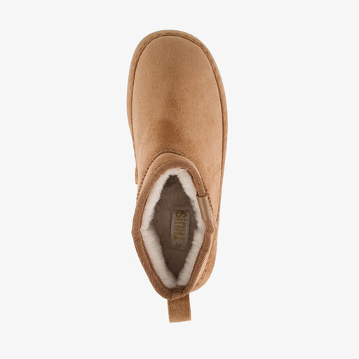 Gevoerde dames pantoffels cognac