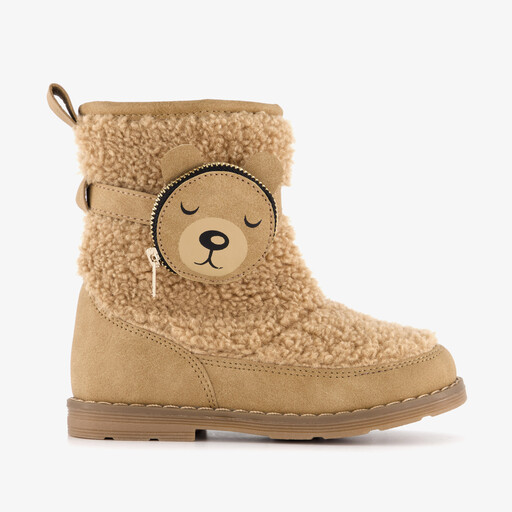 Meisjes teddy laarsjes met ritszakje bruin