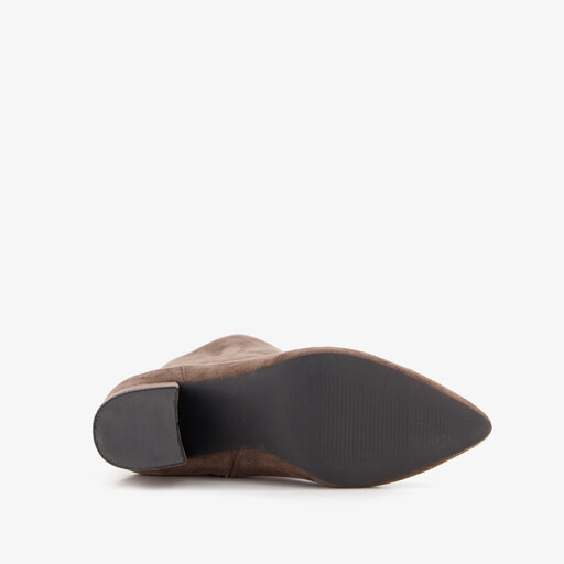 Dames stretchlaarzen met hak taupe