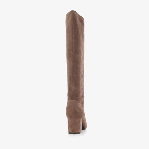 Dames stretchlaarzen met hak taupe