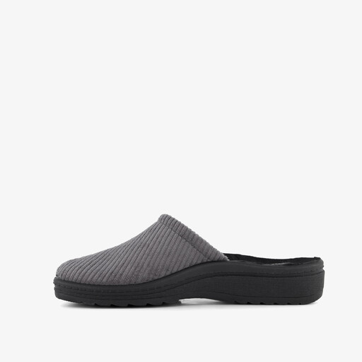 Heren instap pantoffels ribstof grijs