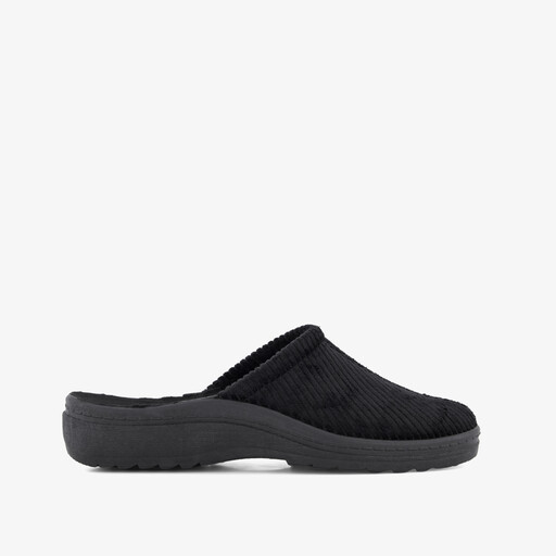 Heren instap pantoffels ribstof zwart