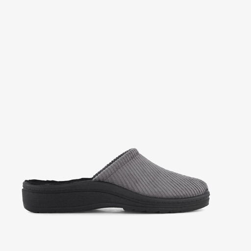 Heren instap pantoffels ribstof grijs
