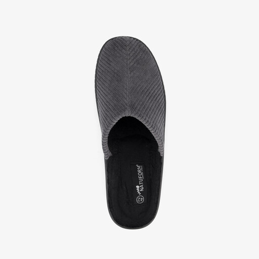 Heren instap pantoffels ribstof grijs