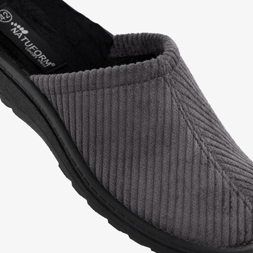 Heren instap pantoffels ribstof grijs