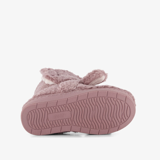 Hoge kinder teddy pantoffels met oortjes roze