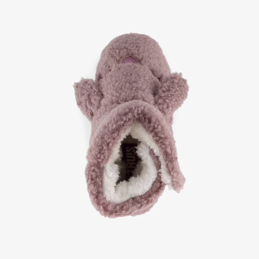 Hoge kinder teddy pantoffels met oortjes roze