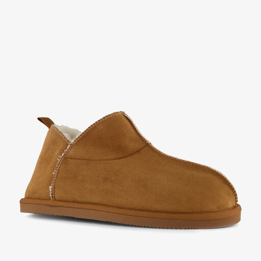 Gevoerde heren pantoffels cognac bruin