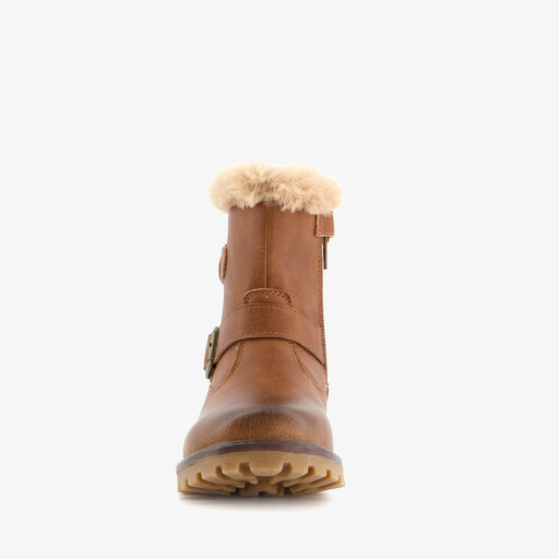Gevoerde meisjes biker boots cognac bruin