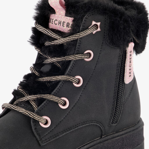 Street Glitz gevoerde dames veterboots zwart