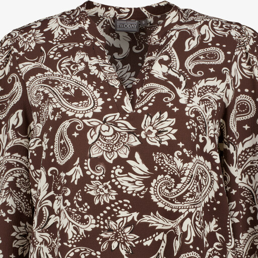 Dames blouse met paisley print bruin