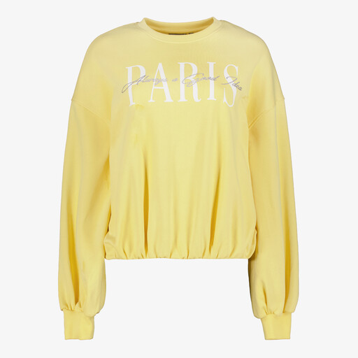 Cropped dames sweater botergeel