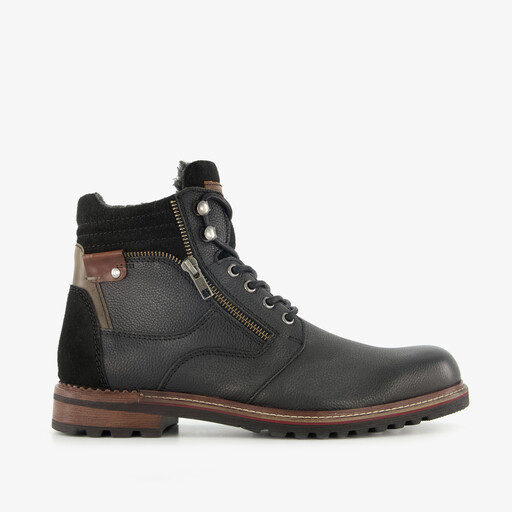 Gevoerde leren heren veterboots zwart
