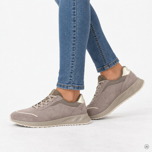 ECCO OTM W Low-Cut suède dames sneakers taupe