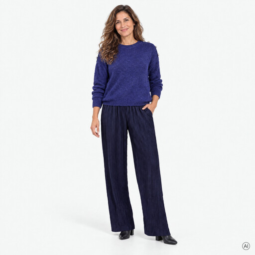 Dames trui met decoratieve knopen blauw