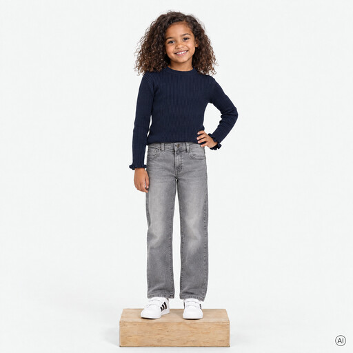 Name It straight jeans meisjes grijs