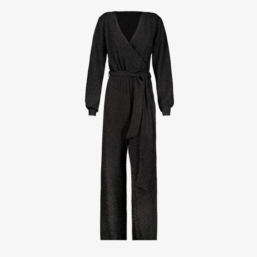 Dames jumpsuit met glitters zwart