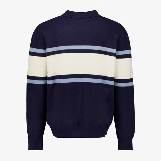Heren pullover trui met polokraag blauw wit