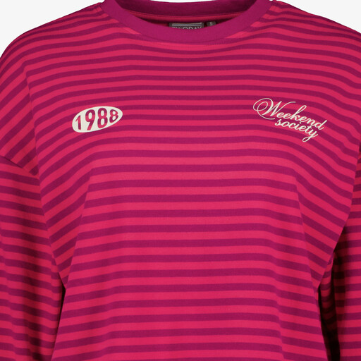 Gestreept dames longsleeve shirt roze