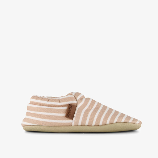 Canvas gestreepte kinder pantoffels beige