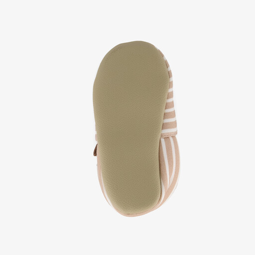 Canvas gestreepte kinder pantoffels beige
