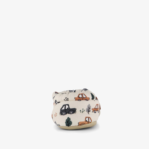 Traffic kinder pantoffels met autootjes beige