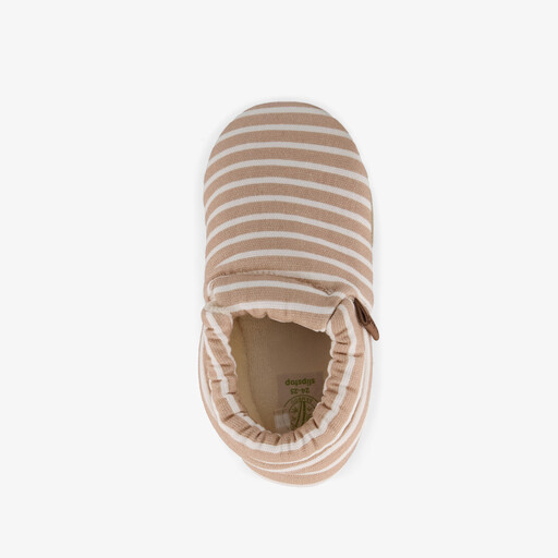 Canvas gestreepte kinder pantoffels beige