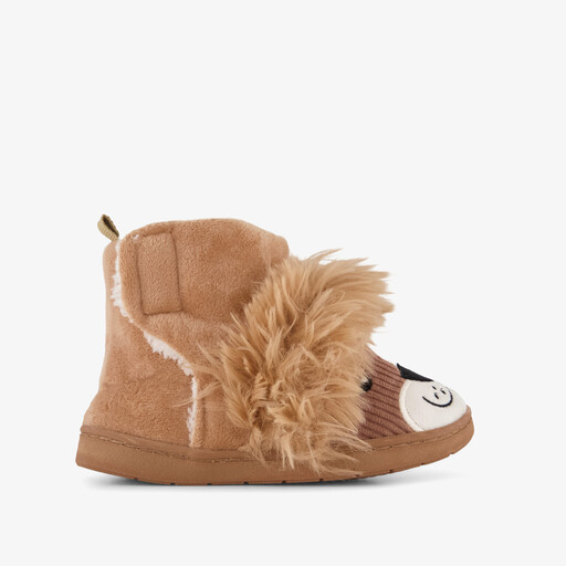 Hoge kinder pantoffels leeuw bruin