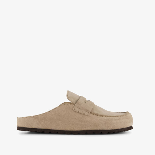 Gevoerde suède dames instappers beige