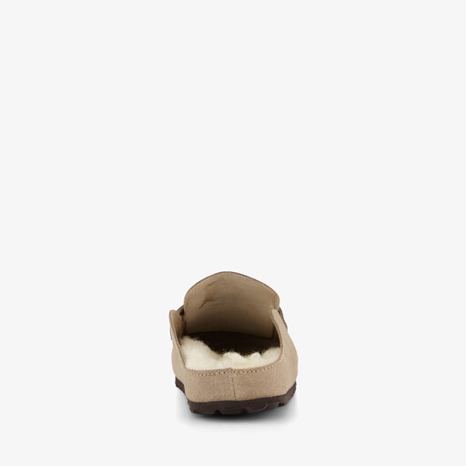 Gevoerde suède dames instappers beige