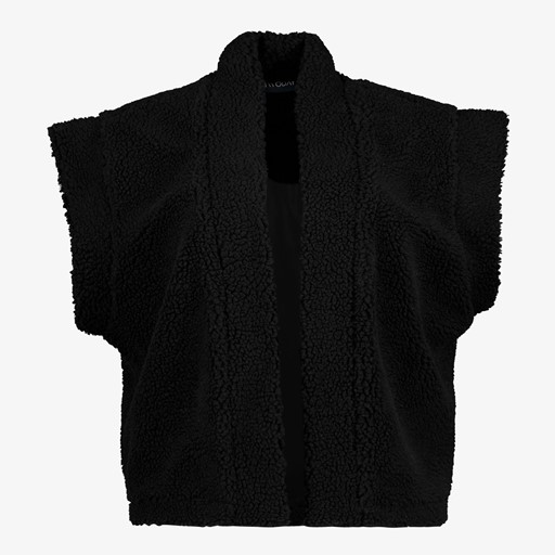 Dames teddy gilet zwart