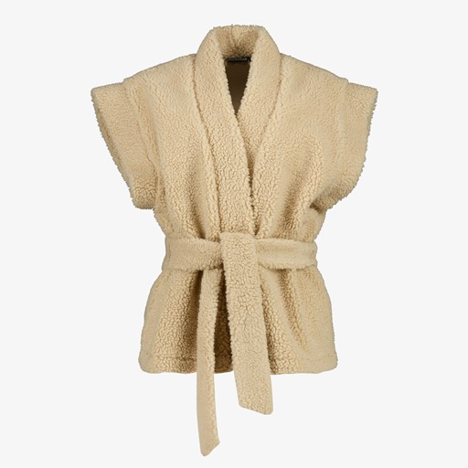 Dames teddy gilet met ceintuur