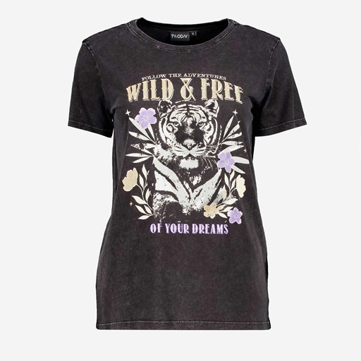 Dames T-shirt met opdruk zwart